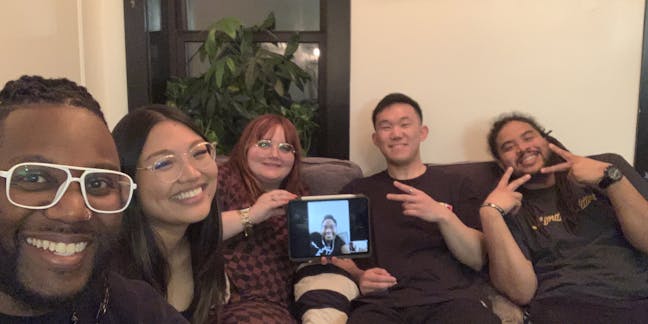 Pictured from left to right: Corey Winchester, Paula Katrina Camaya, Victoria Kosiba, Gariecia Rose (on Zoom), John Lee and Nick Davis. Photo courtesy of Winchester.