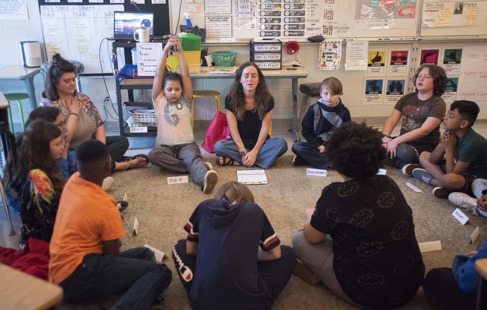 Mindfulness class of kids