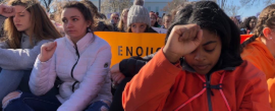 Students protesting outside the White House