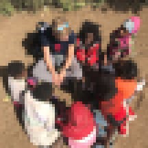 Playing in a group of girls in Zambia