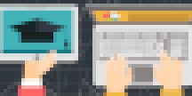 6 Tips for How to Build an Online College Degree from Scratch #DLNchat Tablet and latptop over a designing grid