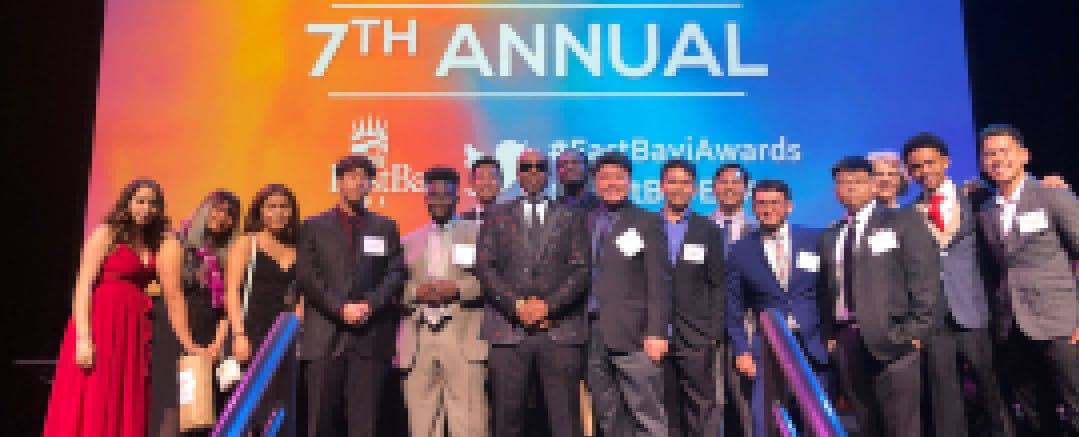 PilotCity students pose with MC Hammer at the 2019 East Bay Innovation Awards ceremony
