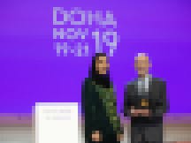 Larry Rosenstock and Sheikha Moza bint Nasser