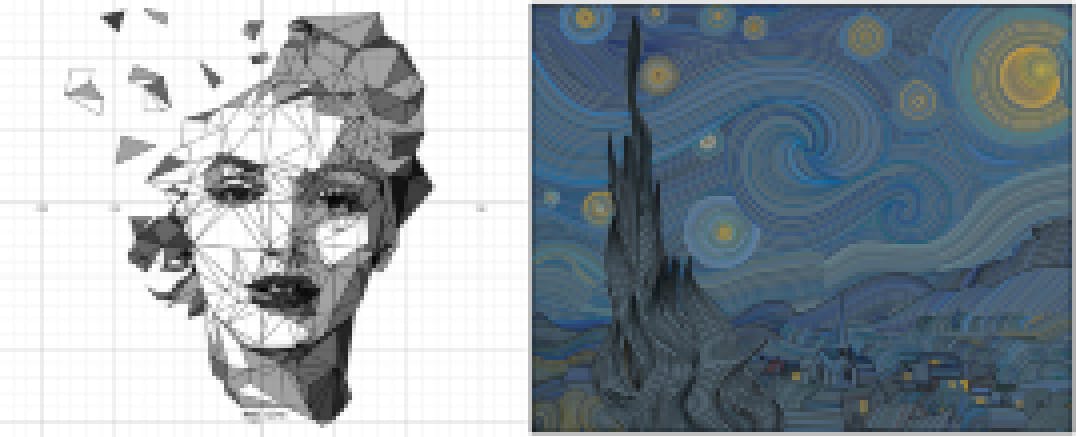Desmos art contest submissions from Davide Bracci and Alexander Manville Muench