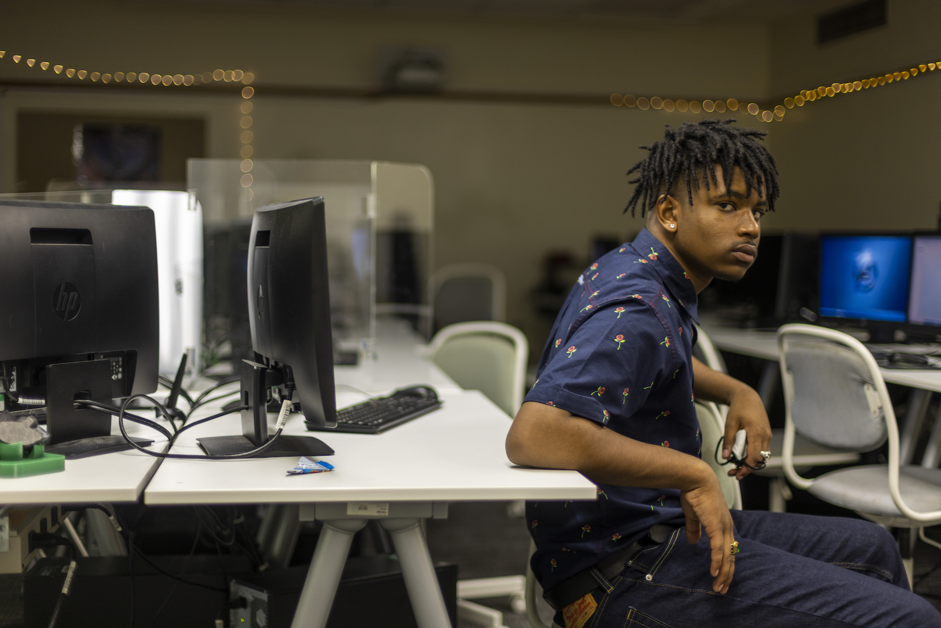 Vernell in a computer lab