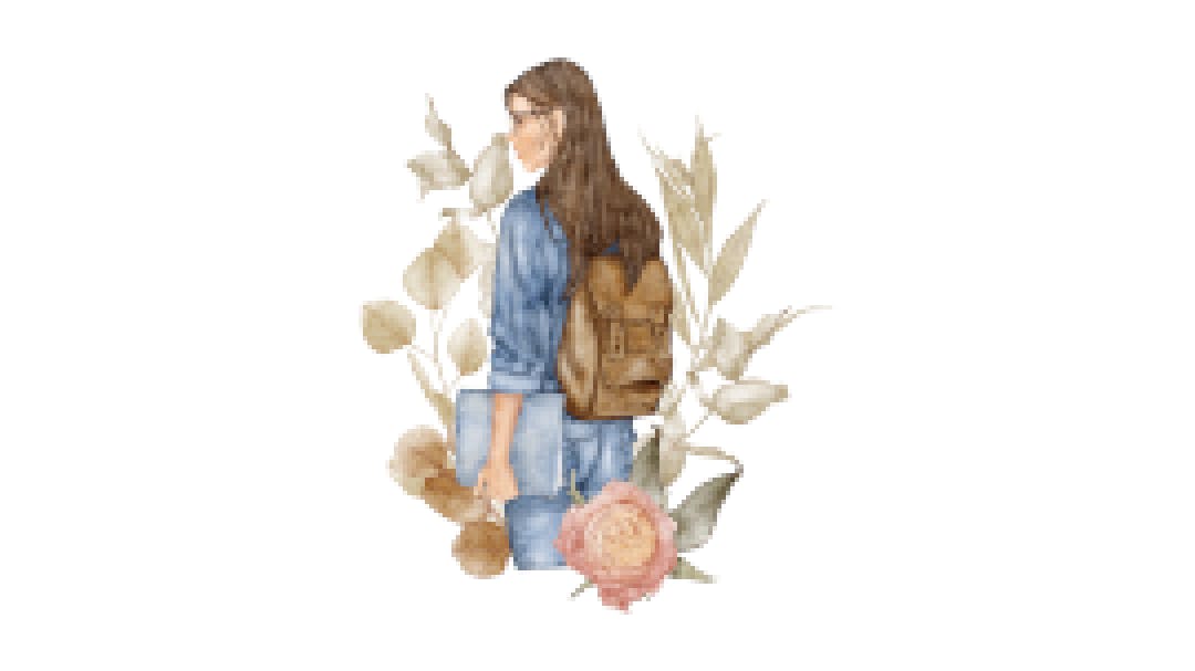 illustration of a girl at school