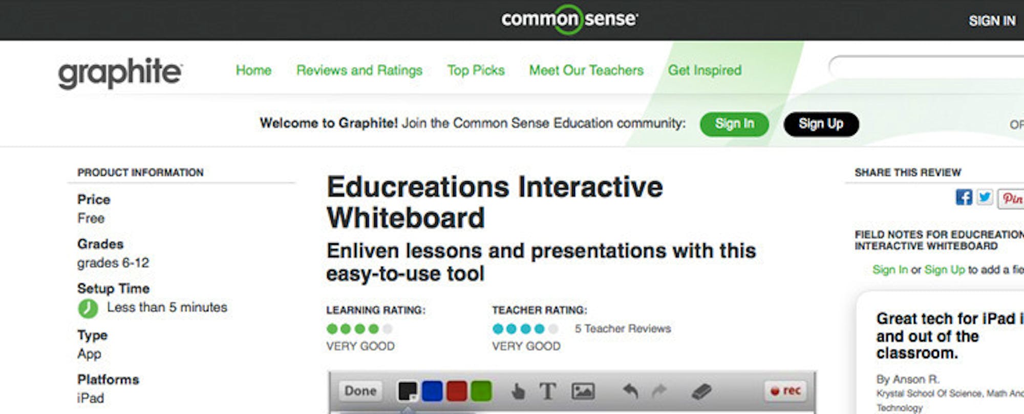 ISTE13: Common Sense Media Launches Graphite